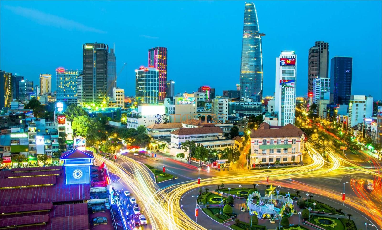 ảnh minh họa 1 góc trung tâm thành phố Hồ Chí Minh về đêm
